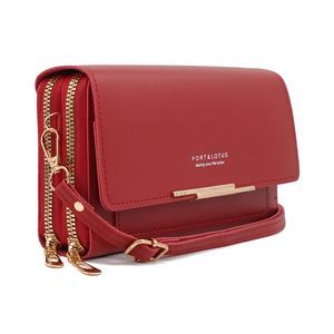 Red Pu Leather Crossbody Bags - Square Handbag With Credit Card :D